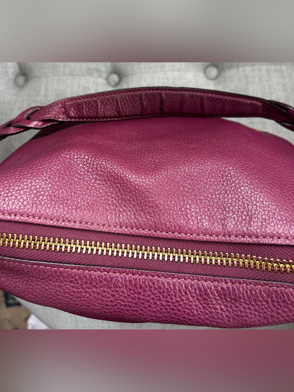 Coach Abby Duffle F31507 Dark Berry Pebbled Leather Hobo Shoulder Bag - Picture 6 of 16